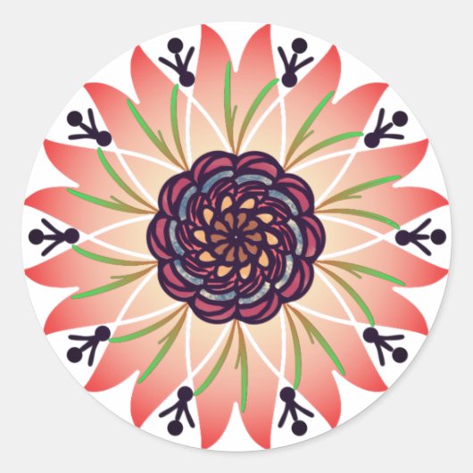 roze mandala bloem ronde sticker (Voorkant)