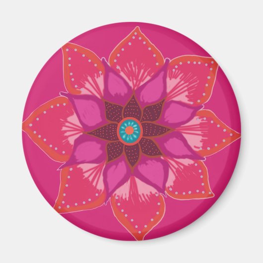 Roze Mandala bloemkunst Magneet (Voorkant)