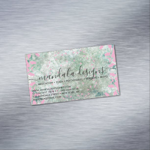 Roze Mandala Bloemschrift Magnetisch Visitekaartje