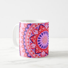 Roze Mandala Boho Levendig Geometrisch Patroon Gez Koffiemok