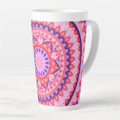 Roze Mandala Boho Levendig Geometrisch Patroon Gez Latte Mok (Rechterhoek)
