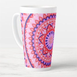 Roze Mandala Boho Levendig Geometrisch Patroon Gez Latte Mok