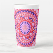 Roze Mandala Boho Levendig Geometrisch Patroon Gez Latte Mok (Voorkant)