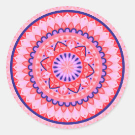 Roze Mandala Boho Levendig Geometrisch Patroon Sti Ronde Sticker