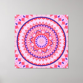 Roze Mandala Boho Levendig Liefde Geometrisch Patr Canvas Afdruk