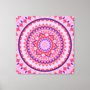 Roze Mandala Boho Levendig Liefde Geometrisch Patr Canvas Afdruk