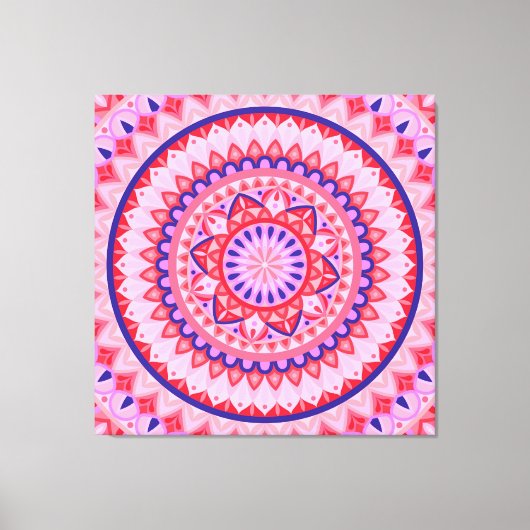 Roze Mandala Boho Levendig Liefde Geometrisch Patr Canvas Afdruk (Voorkant)