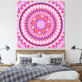 Roze Mandala Boho Levendig Liefde Geometrisch Patr Canvas Afdruk (Insitu (Slaapkamer))
