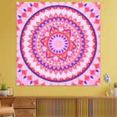 Roze Mandala Boho Levendig Liefde Geometrisch Patr Canvas Afdruk (Insitu (Woonkamer))