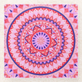 Roze Mandala Boho Levendig Liefde Geometrisch Patr Glazen Onderzetter