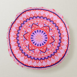 Roze Mandala Boho Levendig Liefde Geometrisch Patr Rond Kussen