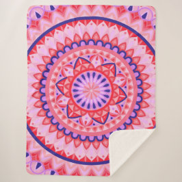Roze Mandala Boho Levendig Liefde Geometrisch Patr Sherpa Deken