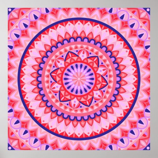 Roze Mandala Boho Levendig Liefdevol Energetisch S Poster (Voorkant)