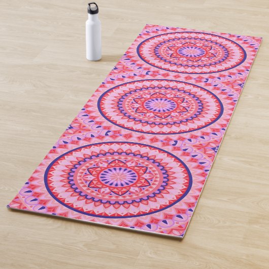 Roze Mandala Boho Levendig Mediteren Fitness Yogamat (In situ)