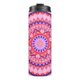 Roze Mandala Boho Reizen Levendig Geometrisch Patr Thermosbeker