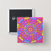 Roze Mandala Button vierkant (Voorkant /achterkant)