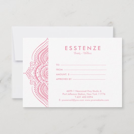 Roze Mandala Cadeaubon Ontwerp (Achterkant)