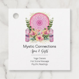 Roze Mandala Crystals Flower Energy Yoga Reiki Spa Bedankjes Labels