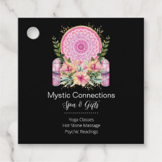 Roze Mandala Crystals Flower Energy Yoga Reiki Spa Bedankjes Labels