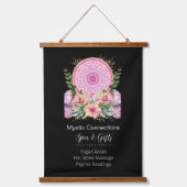 Roze Mandala Crystals Flower Energy Yoga Reiki Spa Hangend Wandkleed (Voorkant)