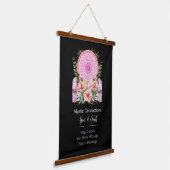 Roze Mandala Crystals Flower Energy Yoga Reiki Spa Hangend Wandkleed (Gebogen)