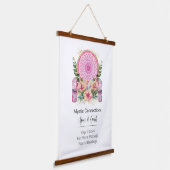 Roze Mandala Crystals Flower Energy Yoga Reiki Spa Hangend Wandkleed (Gebogen)