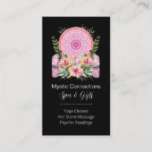 Roze Mandala Crystals Flower Energy Yoga Reiki Spa Visitekaartje (Voorkant)