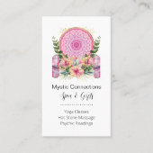 Roze Mandala Crystals Flower Energy Yoga Reiki Spa Visitekaartje (Voorkant)