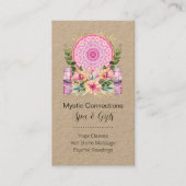 Roze Mandala Crystals Flower Energy Yoga Reiki Spa Visitekaartje (Voorkant)