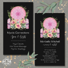Roze Mandala Crystals Flower Energy Yoga Reiki Spa Visitekaartje