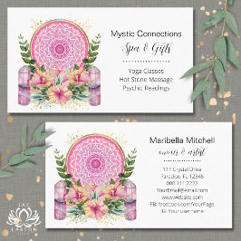 Roze Mandala Crystals Flower Energy Yoga Reiki Spa Visitekaartje