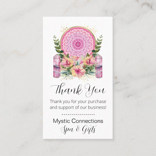 Roze Mandala Crystals Yoga Reiki Spa Dank je Visitekaartje (Voorkant)