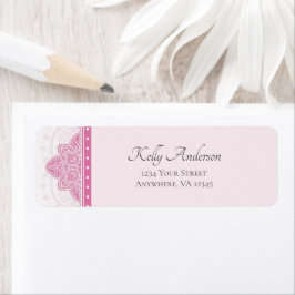 Roze Mandala Design | Aangepast retouradres Etiket