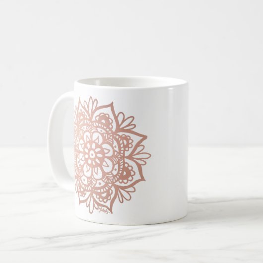 Roze Mandala Flower Koffiemok (Voorkant links)
