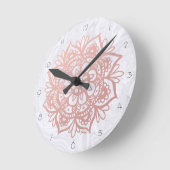 Roze Mandala Flower White marble Wall klok (Hoek)