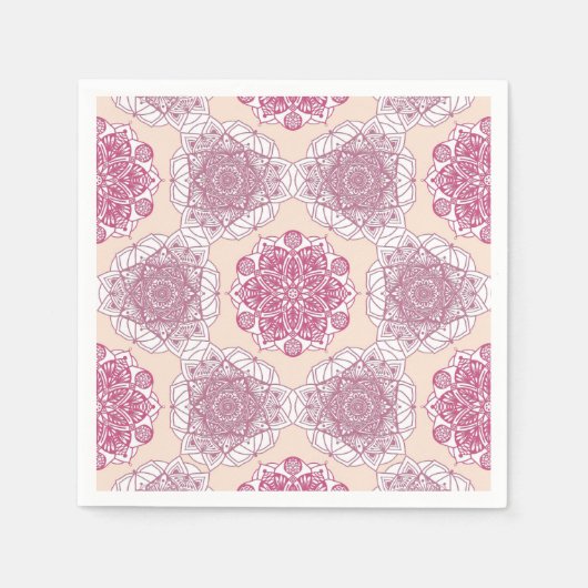 Roze mandala geometrie servet (Voorkant)