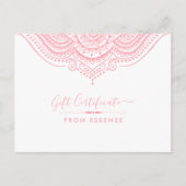 Roze Mandala Gift Certificate Design Briefkaart (Voorkant)