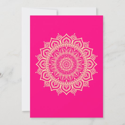 Roze Mandala Indiaas Mehndi Aziatisch Vrijgezellen Kaart (Achterkant)