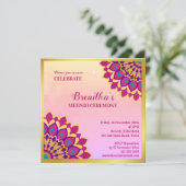 Roze mandala Indiase bruiloft Mehndi Uitnodiging (Staand voorkant)