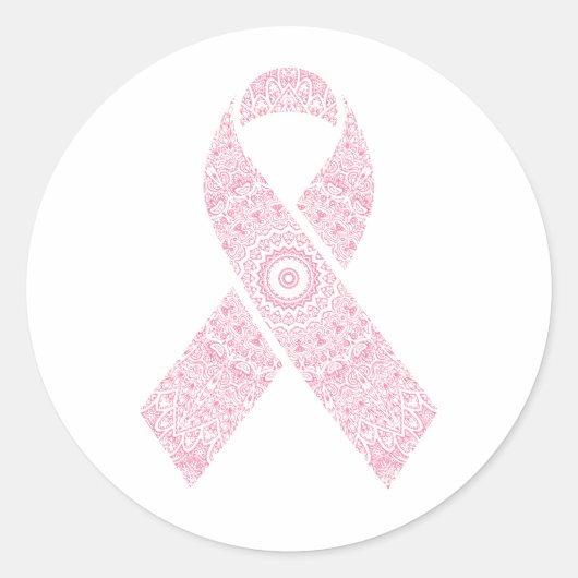 Roze Mandala-lint borstkanker | STICKER (Voorkant)