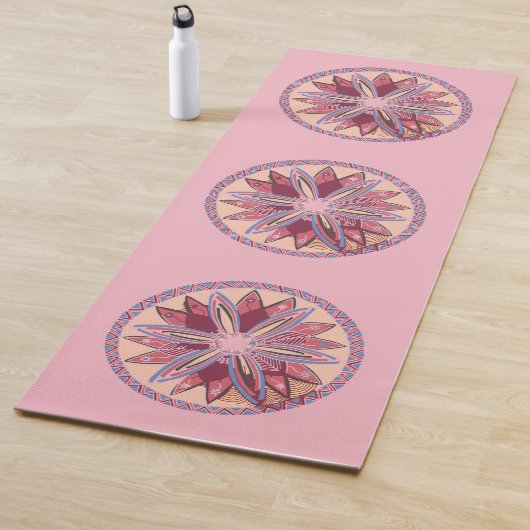 Roze Mandala Medallions Yogamat (In situ)