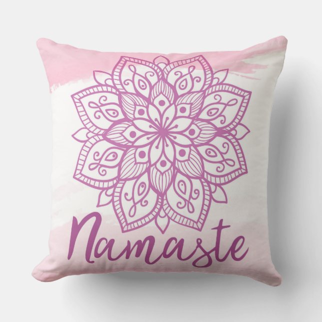 Roze Mandala Namaste Kussen (Voorkant)