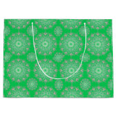  roze mandala op groen | groot cadeauzakje (Voorkant)