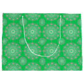  roze mandala op groen | groot cadeauzakje (Achterkant)