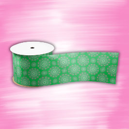roze mandala op groen | satijnen lint