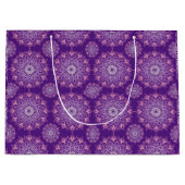  roze mandala op paarse | groot cadeauzakje (Voorkant)