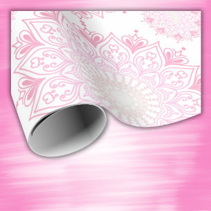  roze mandala op wit   cadeaupapier