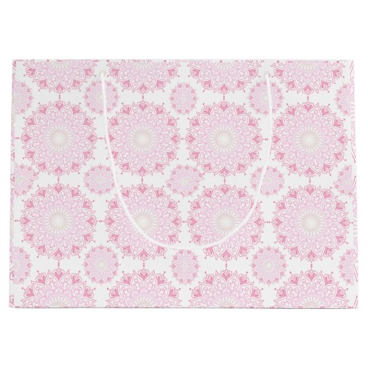 roze mandala op wit | groot cadeauzakje (Voorkant)