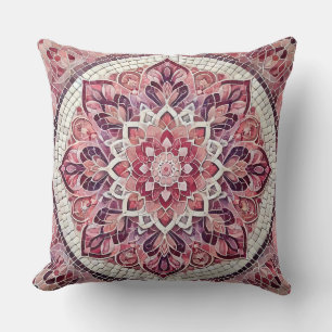 Roze mandala patroon: zachte mozaïek kunst kussen