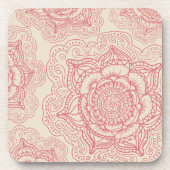 Roze Mandala Pattern Bier Onderzetter (Voorkant)